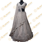 Grey Lehenga Set with off white embroidery